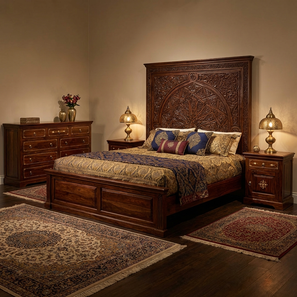 أثاث خشبي فاخر - تصميم غرف نوم خشب طبيعي